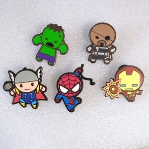 Marvel Kawaii Art Collection Character Enamel Pins, Set Of 5